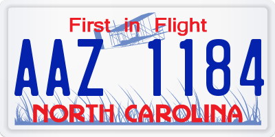 NC license plate AAZ1184