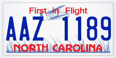 NC license plate AAZ1189