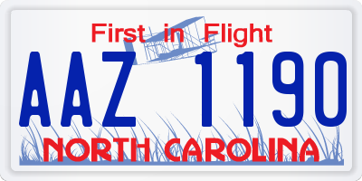 NC license plate AAZ1190