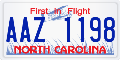 NC license plate AAZ1198