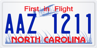 NC license plate AAZ1211