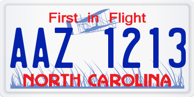 NC license plate AAZ1213