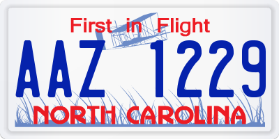 NC license plate AAZ1229
