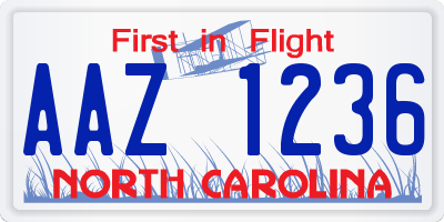 NC license plate AAZ1236