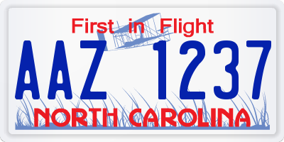 NC license plate AAZ1237
