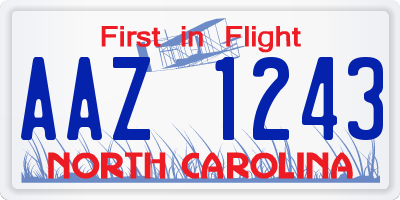 NC license plate AAZ1243