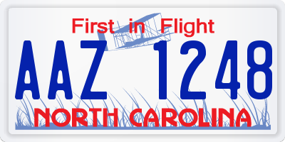 NC license plate AAZ1248