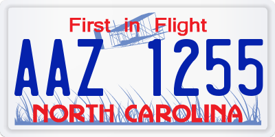 NC license plate AAZ1255