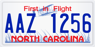 NC license plate AAZ1256