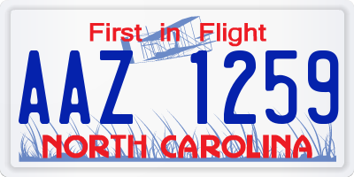 NC license plate AAZ1259