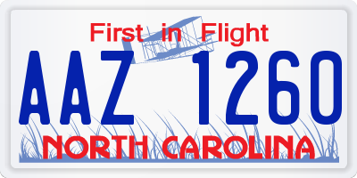 NC license plate AAZ1260