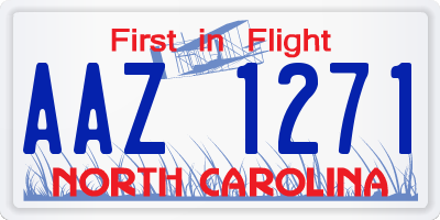 NC license plate AAZ1271