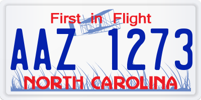 NC license plate AAZ1273