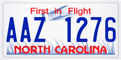 NC license plate AAZ1276