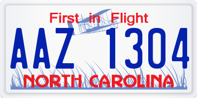 NC license plate AAZ1304