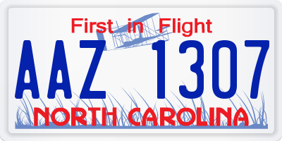 NC license plate AAZ1307