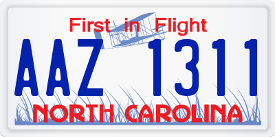 NC license plate AAZ1311