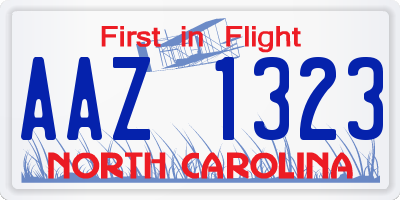 NC license plate AAZ1323