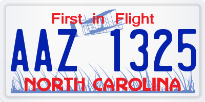NC license plate AAZ1325
