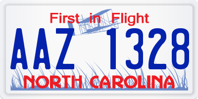 NC license plate AAZ1328
