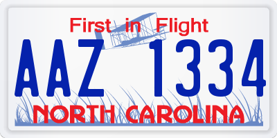 NC license plate AAZ1334
