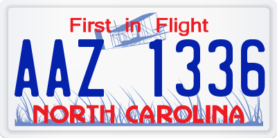 NC license plate AAZ1336