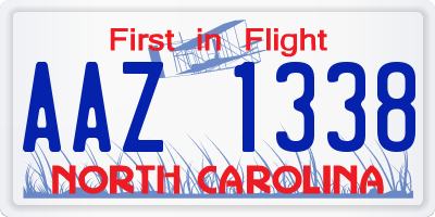 NC license plate AAZ1338