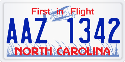 NC license plate AAZ1342