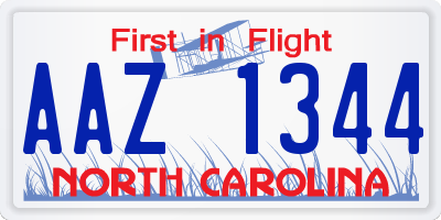NC license plate AAZ1344