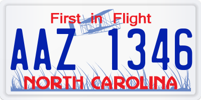 NC license plate AAZ1346