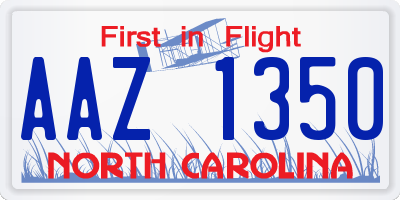 NC license plate AAZ1350