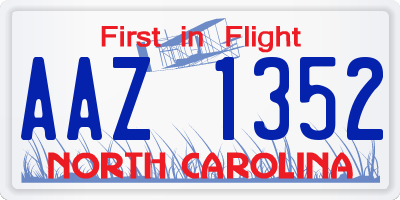 NC license plate AAZ1352