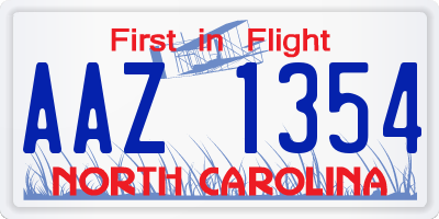NC license plate AAZ1354