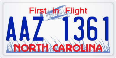 NC license plate AAZ1361
