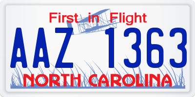 NC license plate AAZ1363