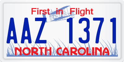 NC license plate AAZ1371