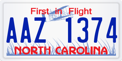 NC license plate AAZ1374