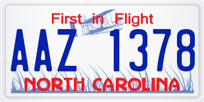 NC license plate AAZ1378