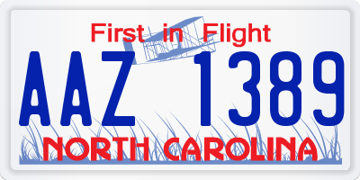 NC license plate AAZ1389