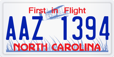 NC license plate AAZ1394