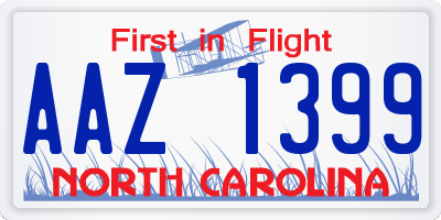 NC license plate AAZ1399