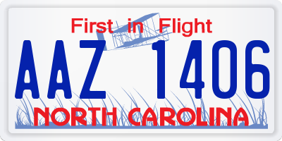 NC license plate AAZ1406