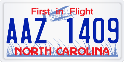 NC license plate AAZ1409