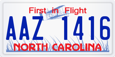 NC license plate AAZ1416