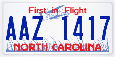 NC license plate AAZ1417