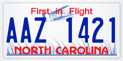 NC license plate AAZ1421