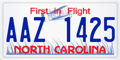 NC license plate AAZ1425