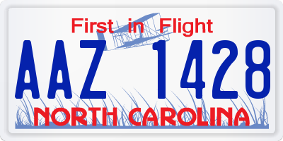 NC license plate AAZ1428