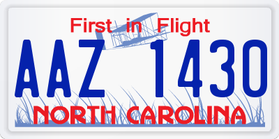 NC license plate AAZ1430