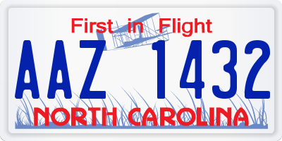 NC license plate AAZ1432